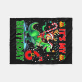 It’s My 6th Birthday Xmas Reindeer Riding Dinosaur フリースブランケット (正面(横))