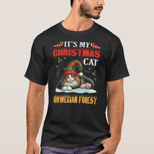 It’s My Christmas Cat NORWEGIAN FOREST Merry Day M Tシャツ (正面)