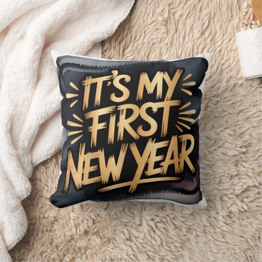 It’s My First New Year in Black and Gold Gift クッション (ブランケット)