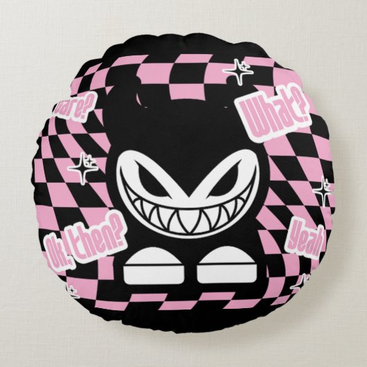 It’s Not Labubou, It’s Lachouchou | Pink Aesthetic ラウンドクッション (正面)