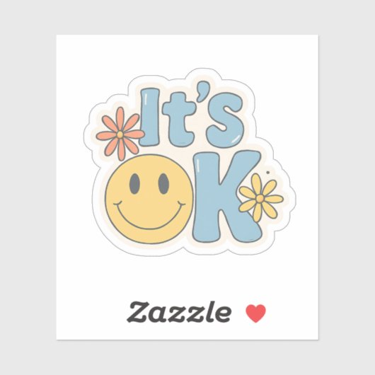 It’s OK – Cute Retro Aesthetic Sticker with Smiley シール (シート)