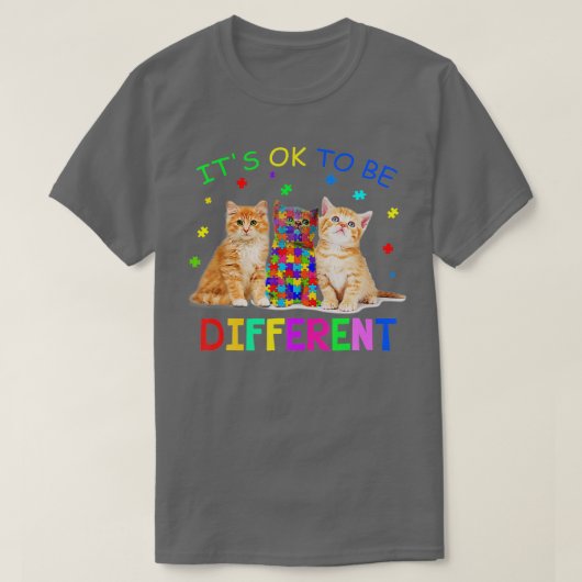 It S Ok O Be Different Cat Autism Awareness  Tシャツ (デザイン正面)
