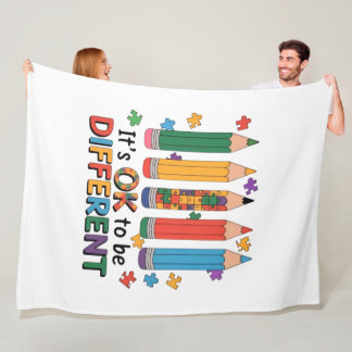 It’s OK to be Different Autism Awareness Teacher フリースブランケット