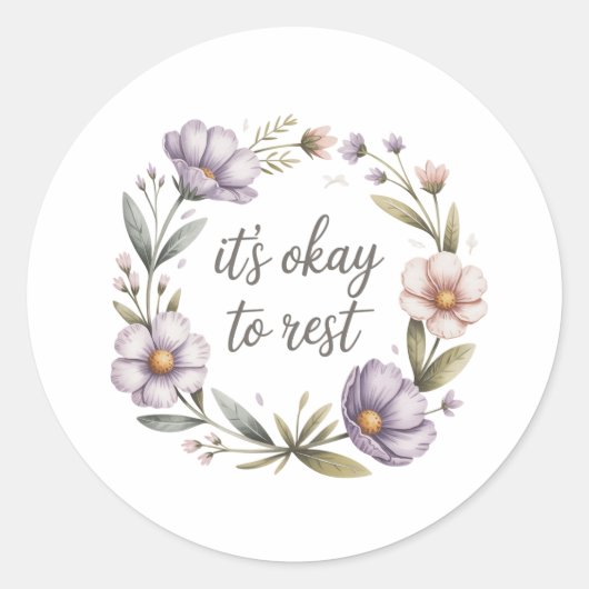It’s Okay to Rest Sticker | Mental Health  ラウンドシール (正面)