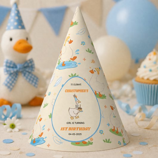 It’s ONE Silly Goose Retro 1st Birthday Fun Modern パーティーハット