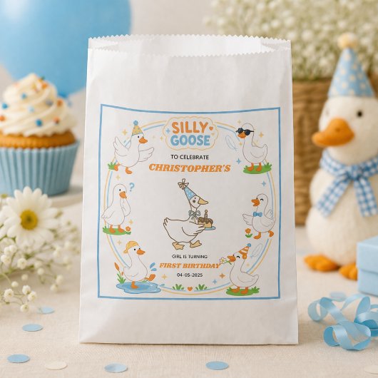 It’s ONE Silly Goose Retro 1st Birthday Fun Modern フェイバーバッグ