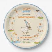 It’s ONE Silly Goose Retro 1st Birthday Fun Modern ペーパープレート (正面)