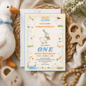 It’s ONE Silly Goose Retro 1st Birthday Fun Modern 招待状