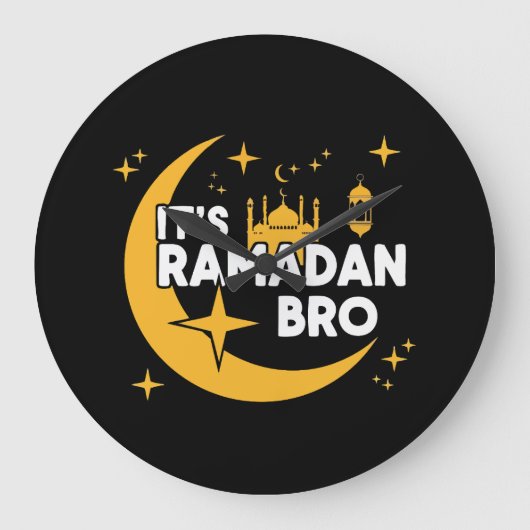 It’s Ramadan Bro Happy Fasting Islamic Crescent  ラージ壁時計 (正面)