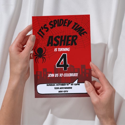 It’s Spidey Time Birthday Invitation | Editable 招待状