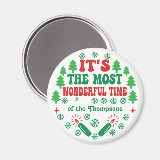 It’s the Most Wonderful Time Personalized Holiday マグネット (正面/裏面)