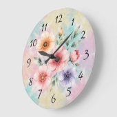 It’s Time To Bloom Tie Dye Florals ラージ壁時計 (傾斜)