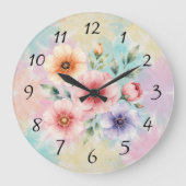 It’s Time To Bloom Tie Dye Florals ラージ壁時計 (正面)