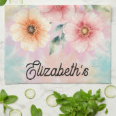 It’s Time To Bloom Tie Dye Florals Personalized  キッチンタオル (折り畳み)