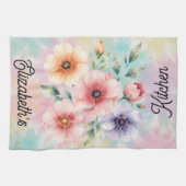 It’s Time To Bloom Tie Dye Florals Personalized  キッチンタオル (横)