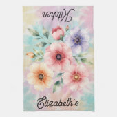 It’s Time To Bloom Tie Dye Florals Personalized  キッチンタオル (縦)