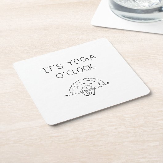 It’s Yoga O’Clock Sheep スクエアペーパーコースター (アングル)