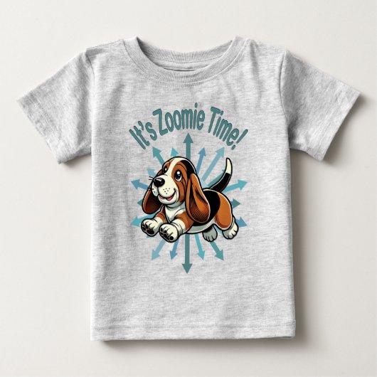 It’s Zoomie Time Basset Hound ベビーTシャツ (正面)