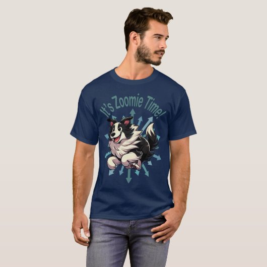 It’s Zoomie Time Border Collie Tシャツ (正面フル)