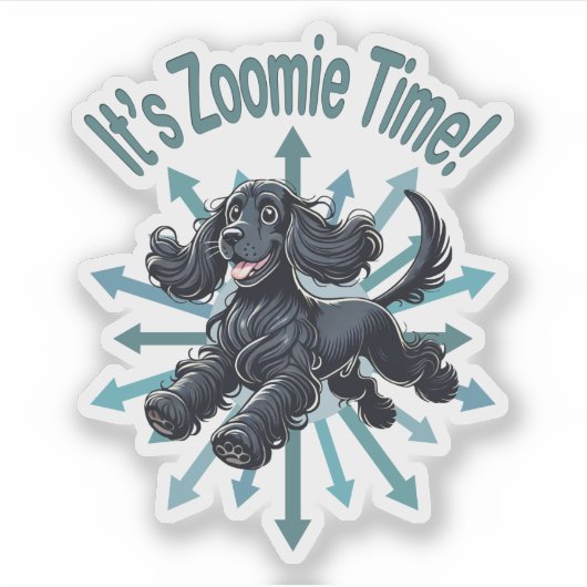 It’s Zoomie Time Cocker Spaniel シール (正面)