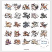 It’s Zoomie Time Collection of 24 Dog Stickers シール (シート)
