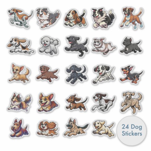 It’s Zoomie Time Collection of 24 Dog Stickers シール (正面)