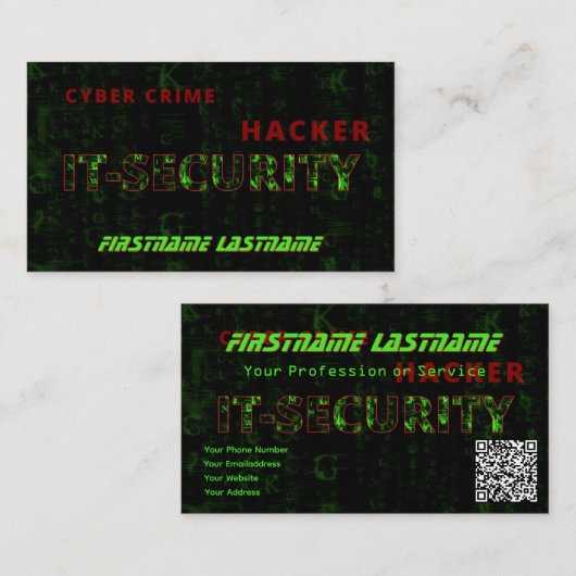 IT-Securityサイバー犯罪サイバーセキュリティ専門家 名刺 (正面/裏面)