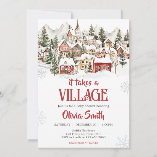 It Take a Village Baby Shower 招待状 (正面)