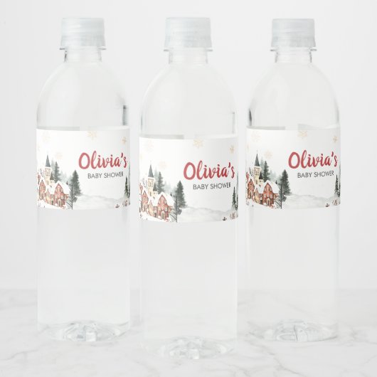 It Take a Village Winter Baby Shower ペットボトルラベル (ボトル)