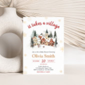 It Take a Village Winter Baby Shower 招待状