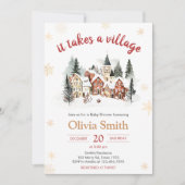 It Take a Village Winter Baby Shower 招待状 (正面)