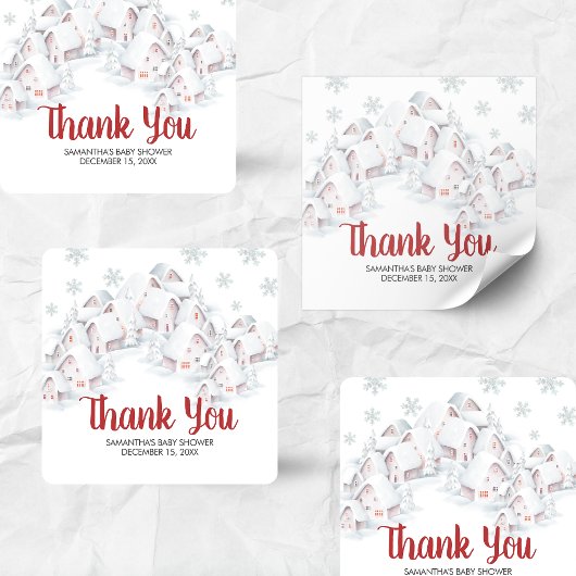 It Takes a Village Baby Shower スクエアシール