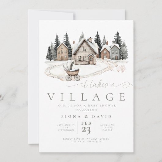 It takes a Village Baby Shower 招待状 (正面)