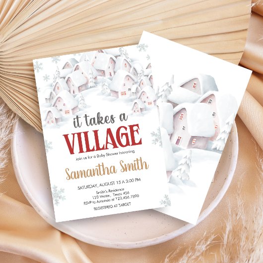 It Takes a Village Baby Shower 招待状