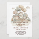 It Takes A Village Baby Shower 招待状 (正面/裏面)