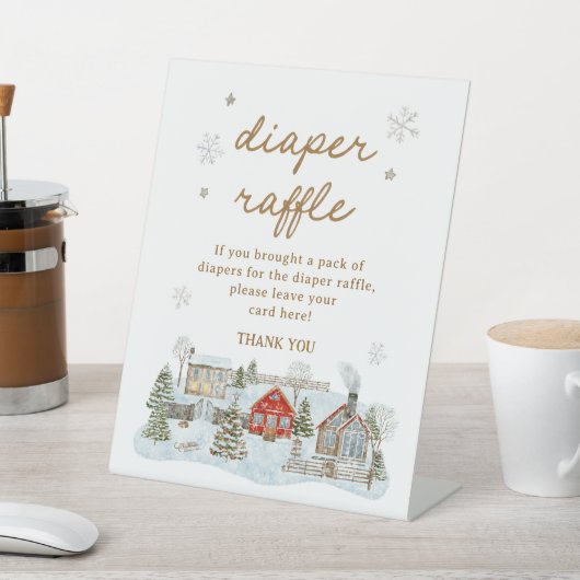 It Takes a Village Baby Shower Diaper Raffle 台座サイン (インサイチュ)