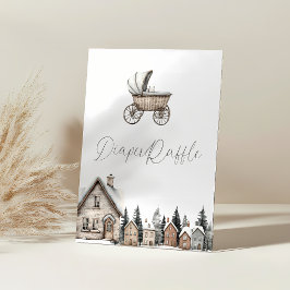 It takes a village Baby Shower Diaper Raffle 台座サイン