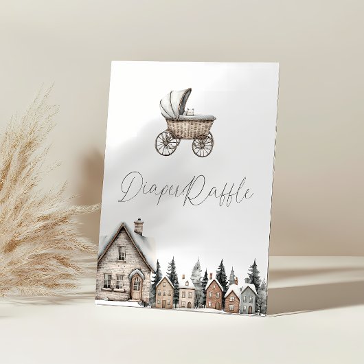 It takes a village Baby Shower Diaper Raffle 台座サイン