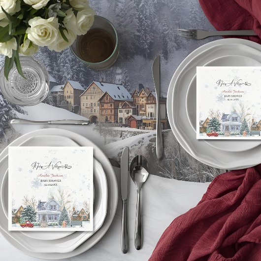 It takes a Village Baby Shower invitation スタンダードカクテルナプキン