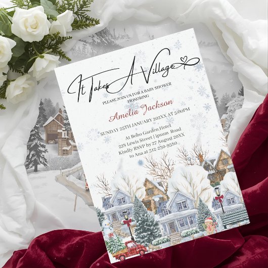 It takes a Village Baby Shower invitation 招待状