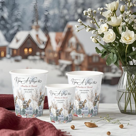 It takes a Village Baby Shower invitation 紙コップ