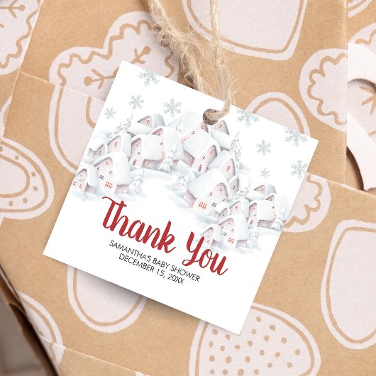 It Takes a Village Baby Shower Square フェイバータグ