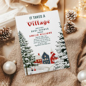 It Takes a Village Baby Shower Winter Snowy 招待状