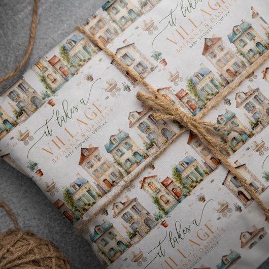 It Takes a Village Baby Shower Wrapping Paper ラッピングペーパー