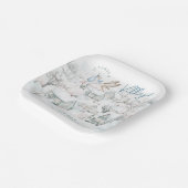 It Takes a Village Blue Boy Stork Baby Shower ペーパープレート (傾斜あり)