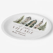 It Takes a Village Christmas Baby Shower ペーパープレート (アングル)