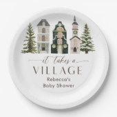 It Takes a Village Christmas Baby Shower ペーパープレート (正面)