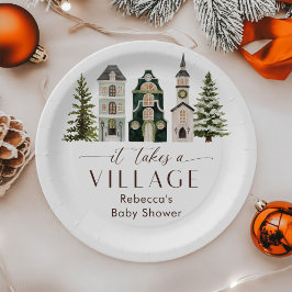It Takes a Village Christmas Baby Shower ペーパープレート
