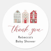 It Takes a Village Christmas Baby Shower ラウンドシール (正面)