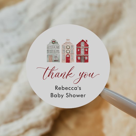 It Takes a Village Christmas Baby Shower ラウンドシール